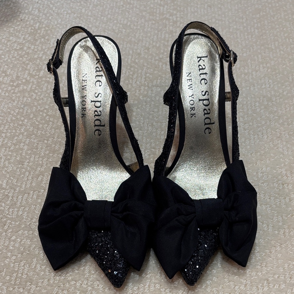 Kate Spade Glitter Black Bow Heels